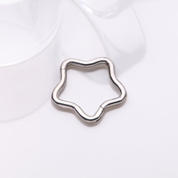 Detail View 1 of Implant Grade Titanium Star Basic Geometric Clicker Hoop Ring